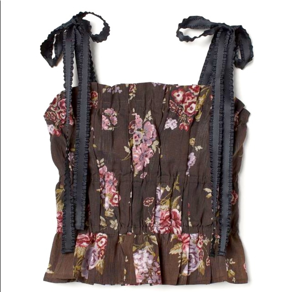 NWT! Brock Collection x H&M dark brown floral top